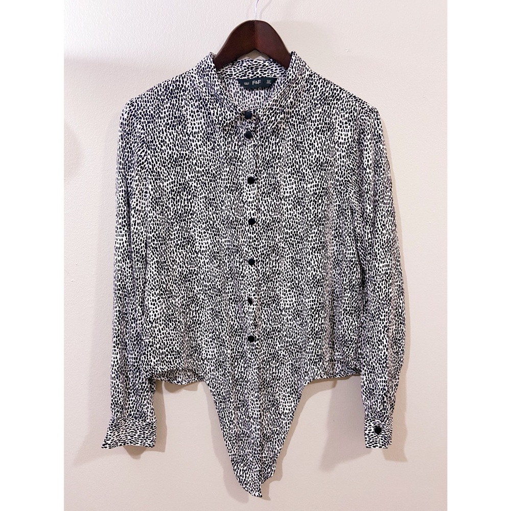 F&F Animal Print Long Sleeve Blouse Size 6 Small